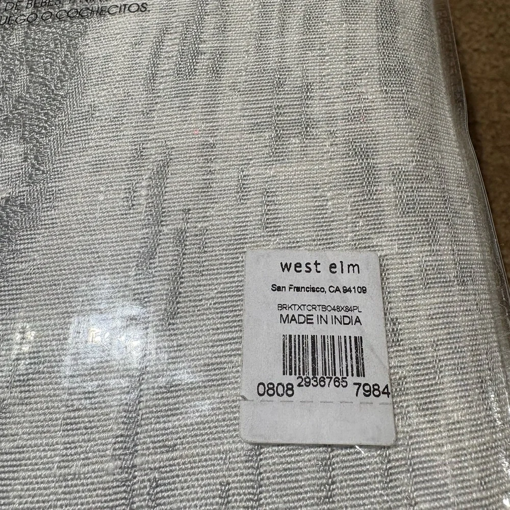 NWT West Elm bark texture jacquard curtain panel grey silver 48x84 - Picture 2 of 8